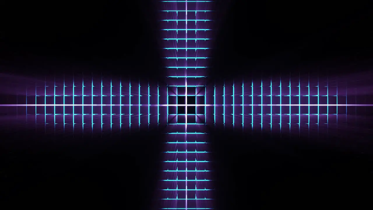 Cross moving up as light form blue lines in pulse waves 3d cgi rendered graphic animation