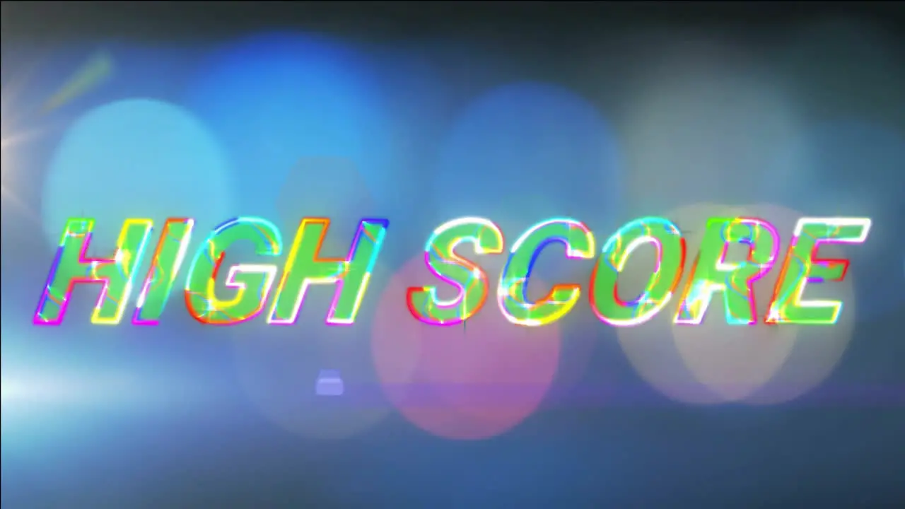 Animation of glowing high score text over glowing spots background