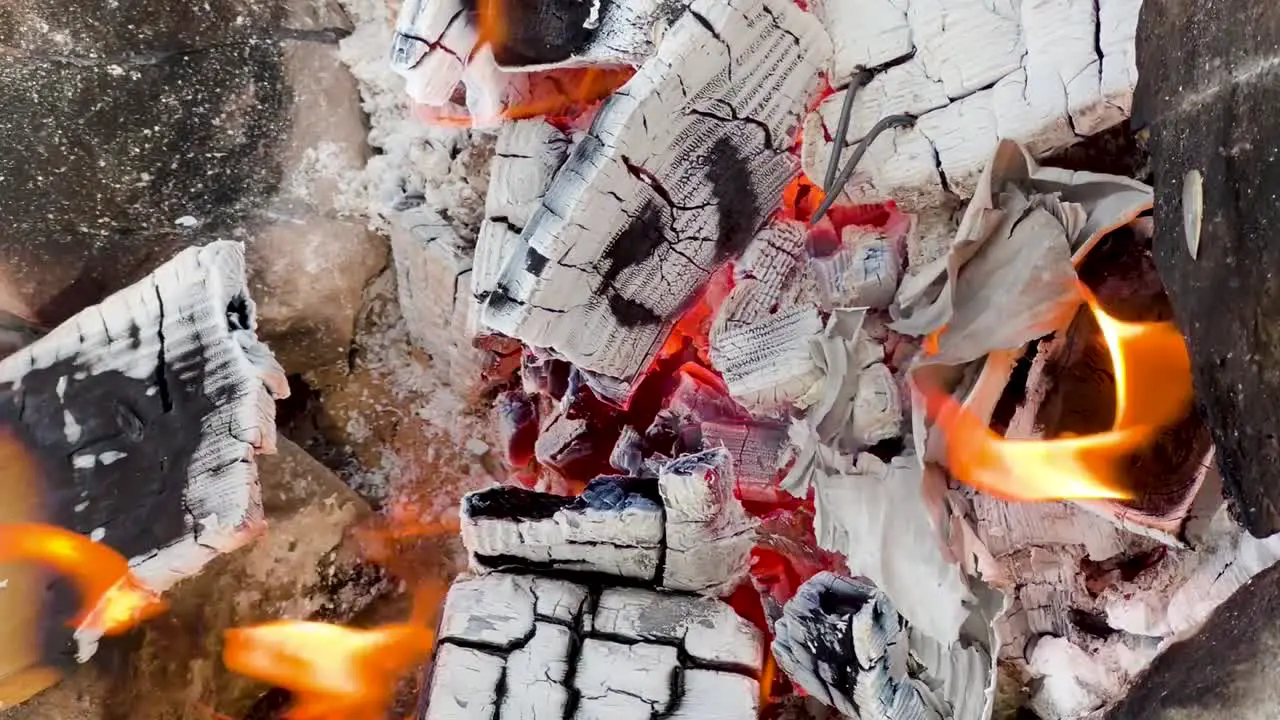 Cozy Fire Video of Burning Logs and Crackling Flames with Logs Turning White