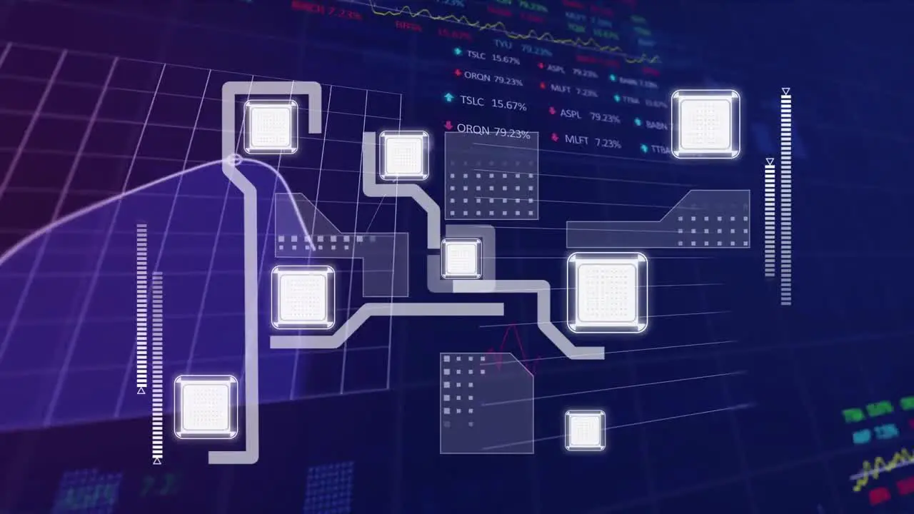 Animation of computer interface with graphs of business financial data