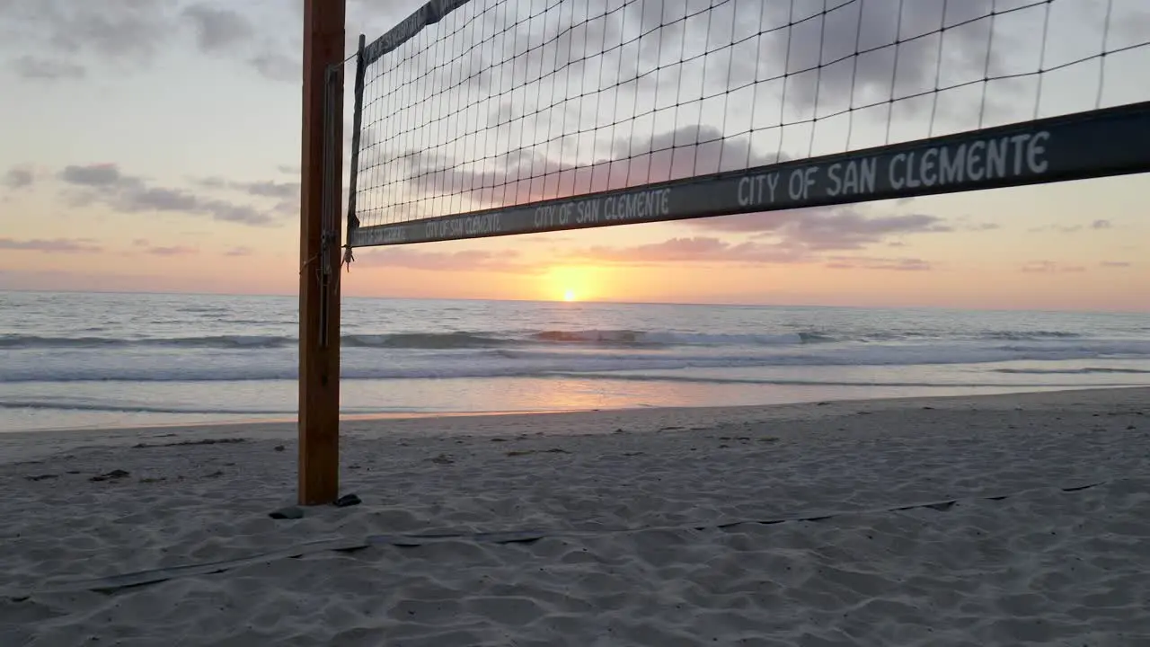 Sunset beach volleyball court and net San Clemente California