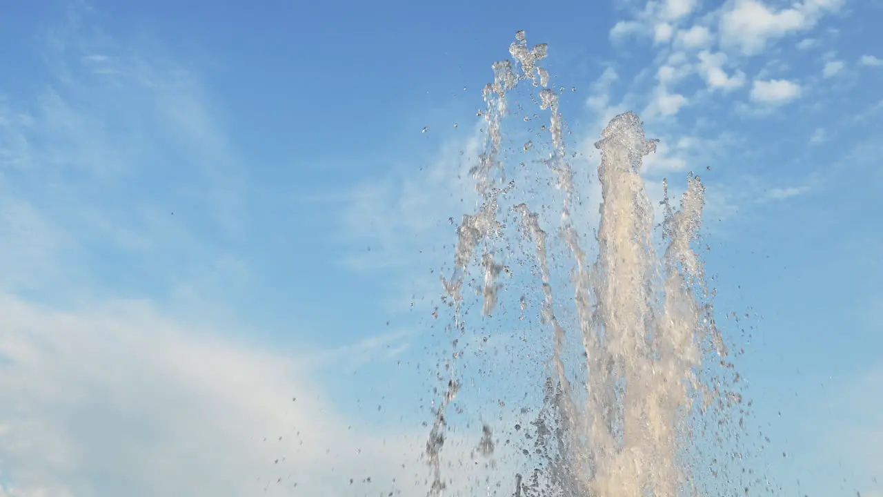 Fountain water gushing in slow motion shot in 120 fps in 4k