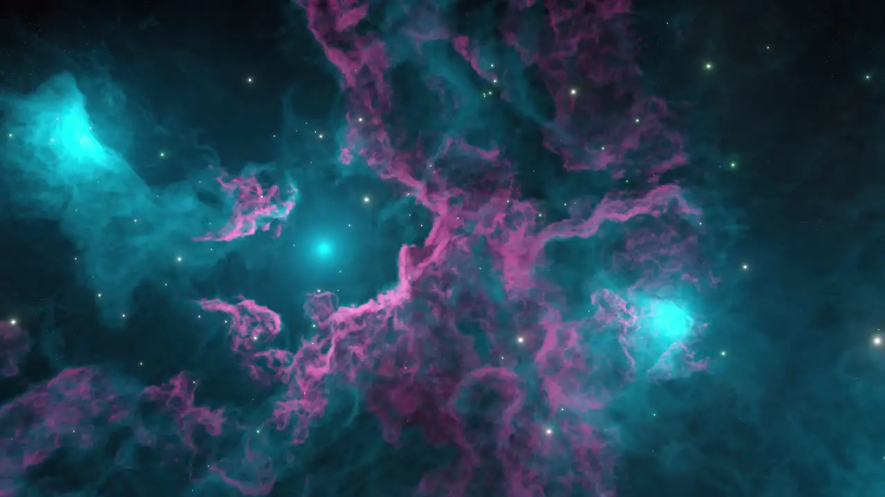 Beautiful Green and Purple Gaseous Nebula in Deep