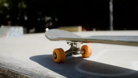 Close-up view of a skate on the ground