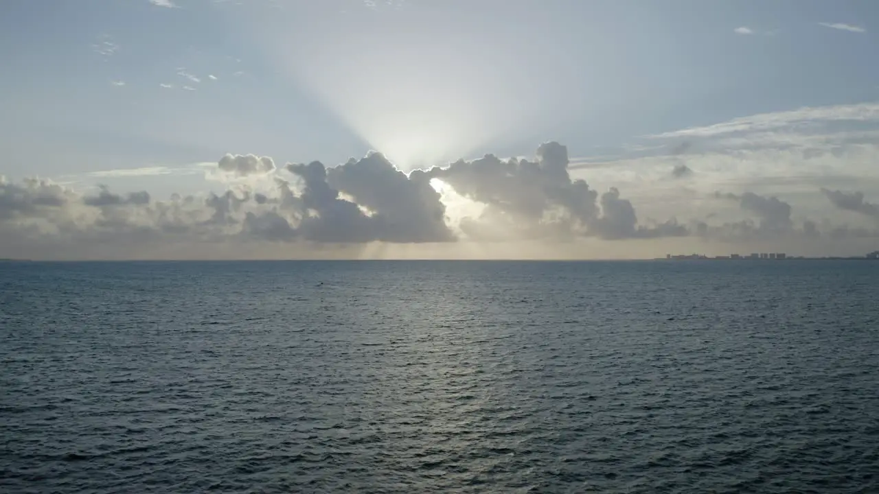 Scenic Sunset And Tranquil Ocean At Puerto Escondido Oaxaca Mexico aerial drone shot