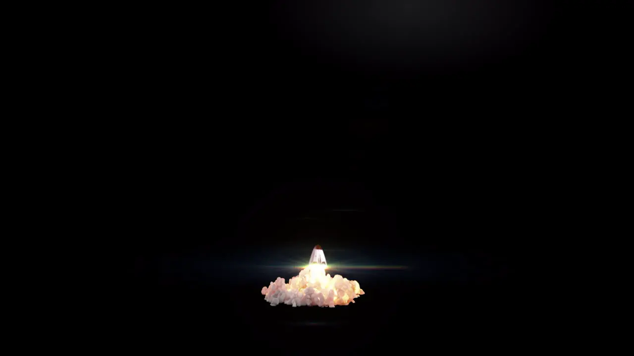 Space Rocket Launching With Fire and Smoke on Transparent Background for VFX Compositing