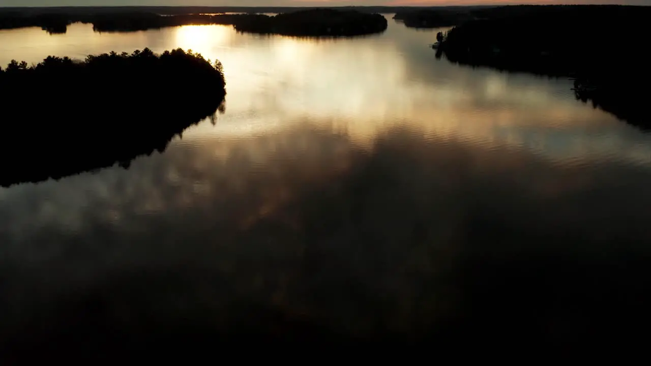 Muskoka Sunset on the water Drone Clip