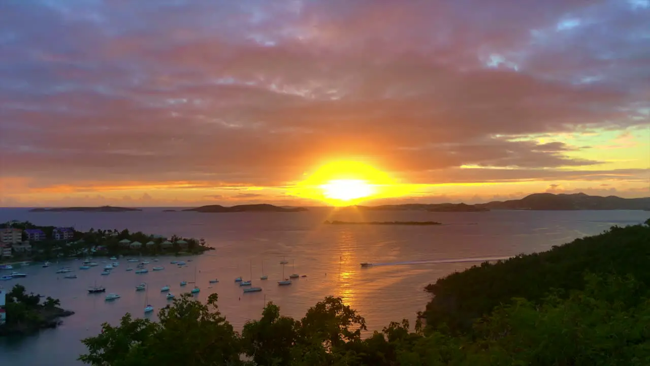 Boat returning to Cruz Bay at Sunset