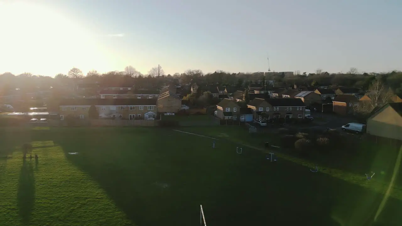 Epic shot of a British town during sunset with flares