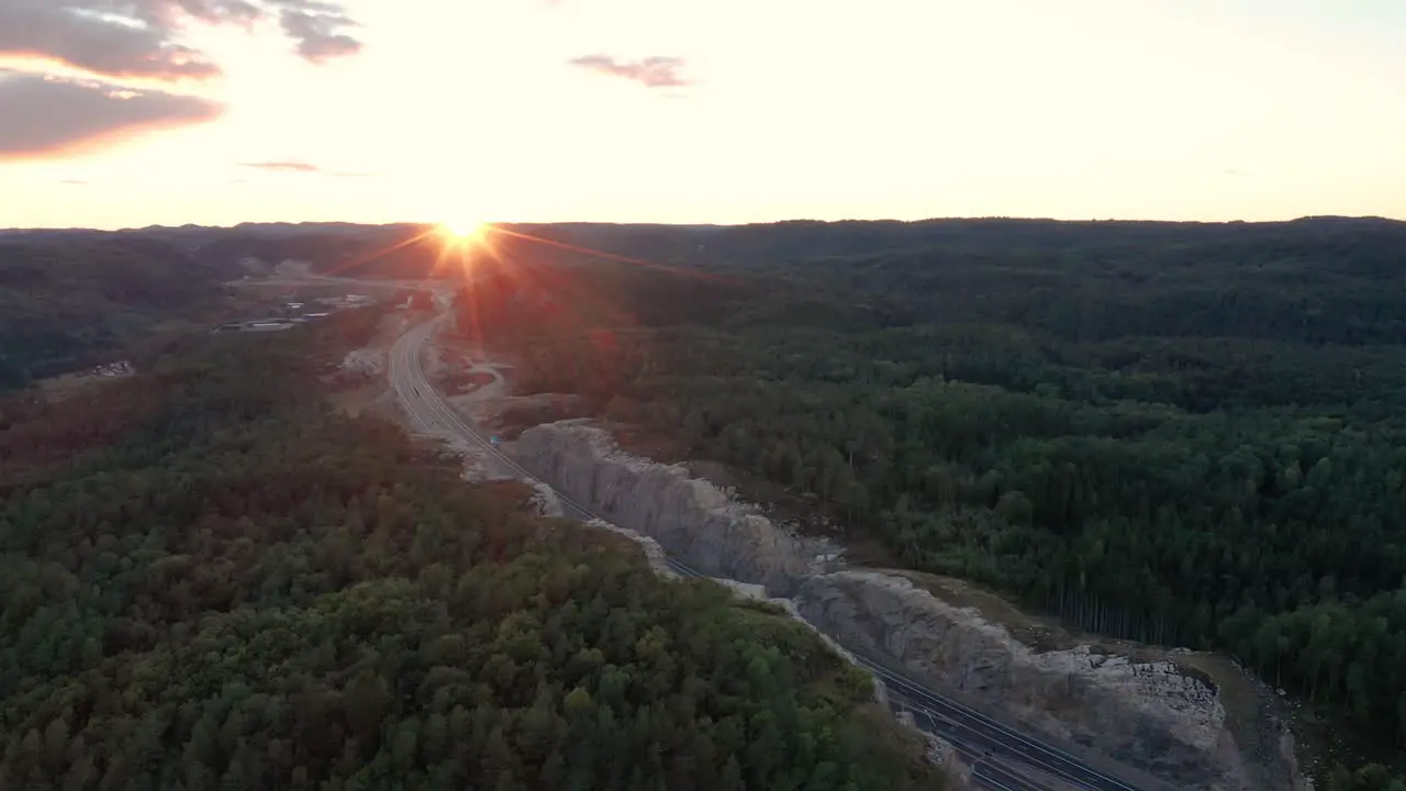 Highway with no cars in sunset