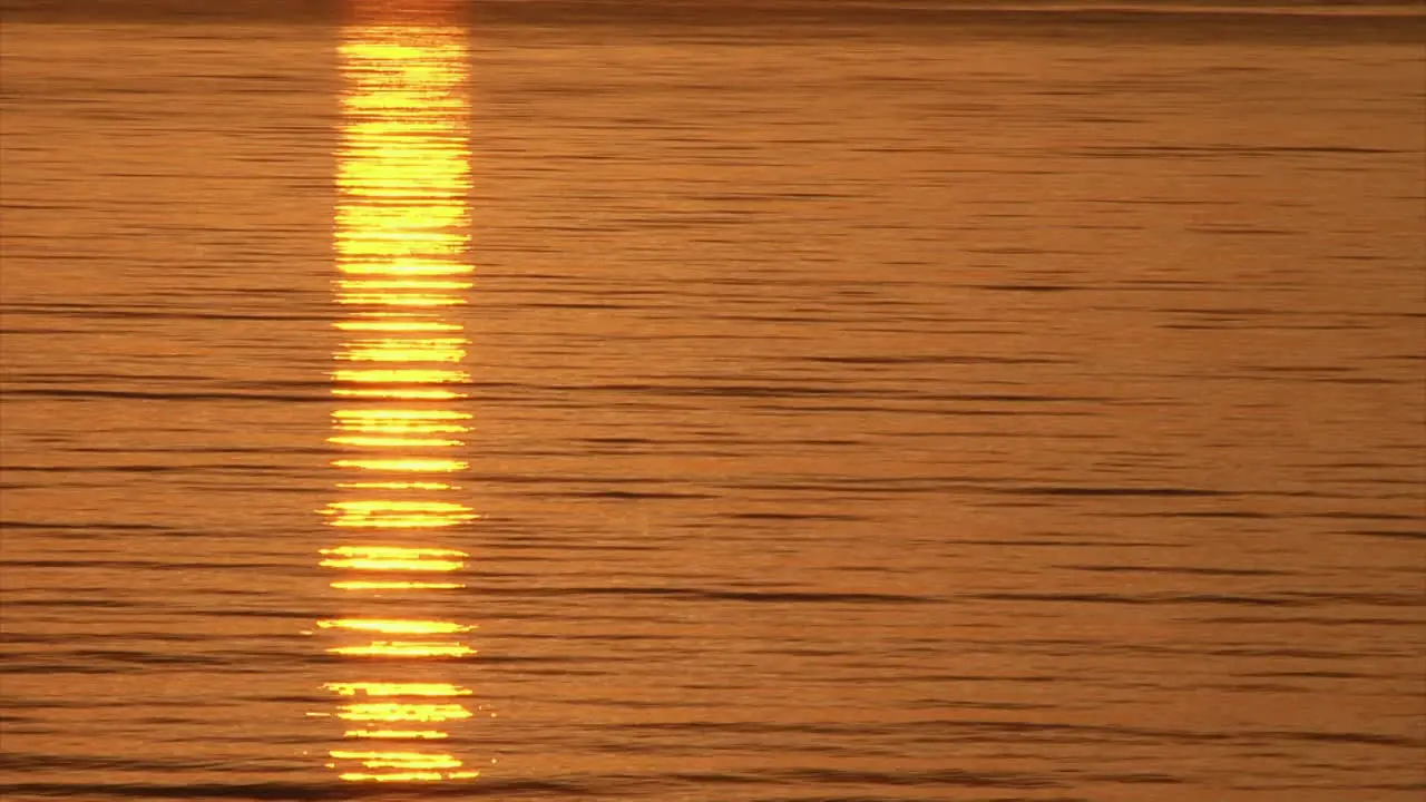 reflection of setting sun in the water close-up shot