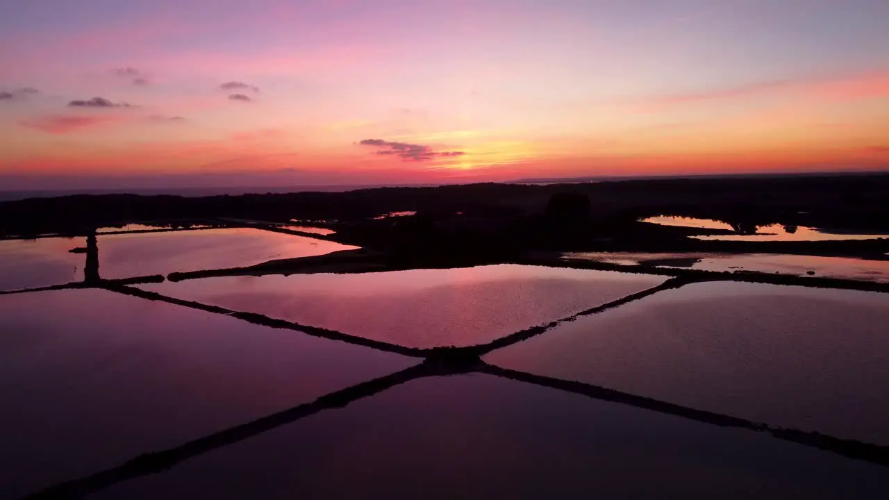 Sunset view over salt farm Es Trenc Mallorca