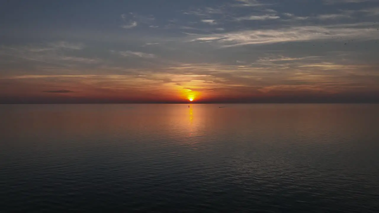 Aerial view of the sunset with amazing colorful sky near Mobile Bay in alabama