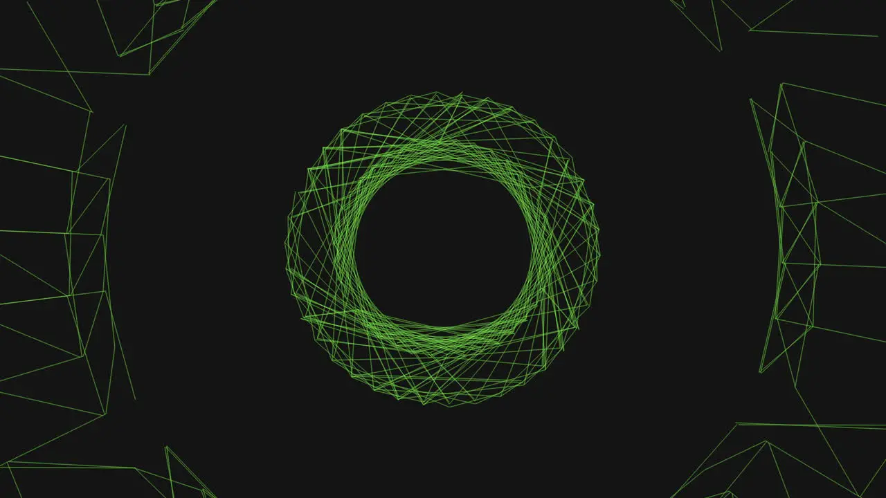 Green lines radiating from black circle in square pattern