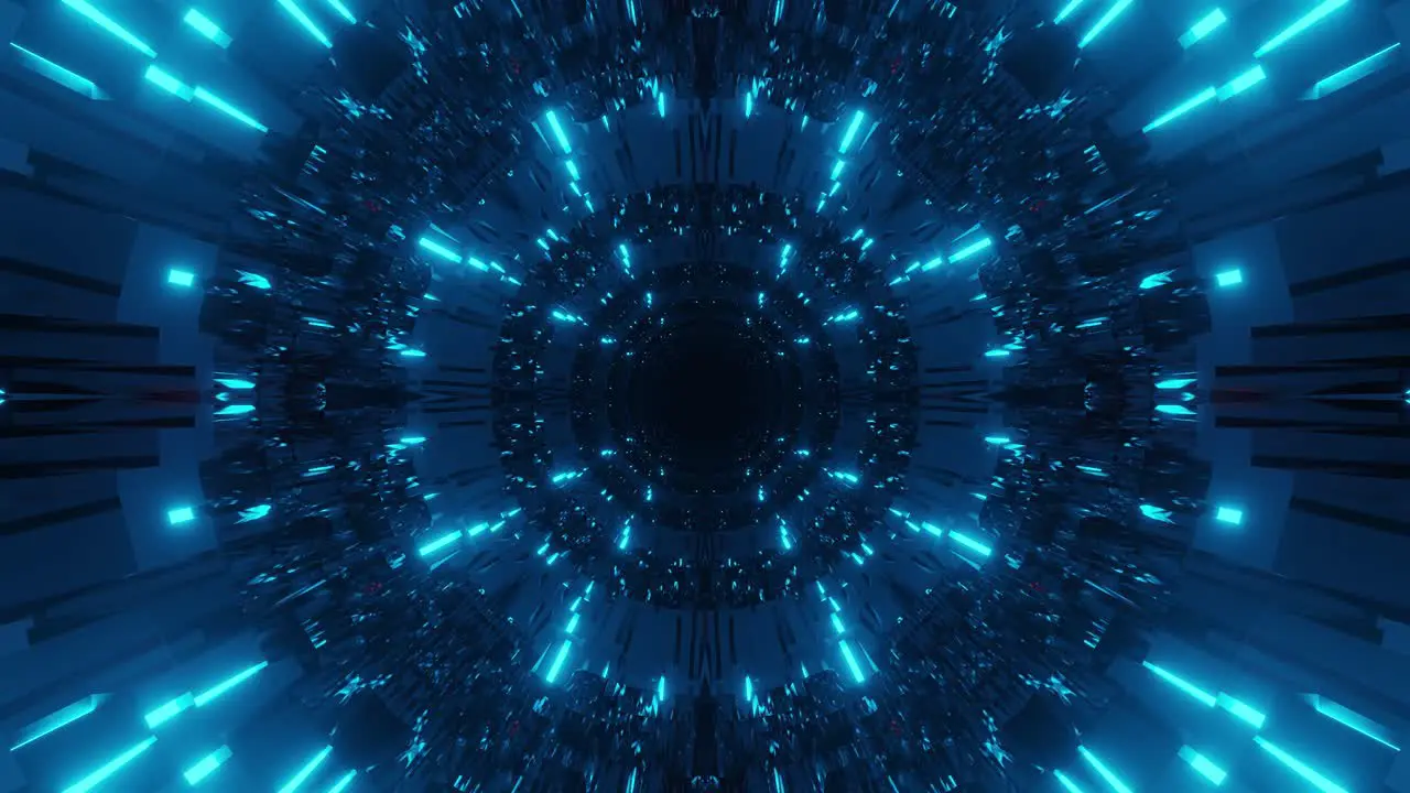 Psychedelic immersive fast revolving cyan blue shapes and patterns