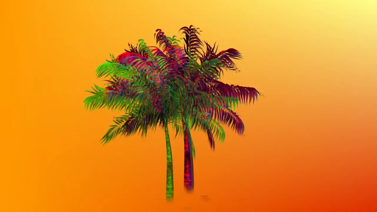 Colorful palm tree and hexagon