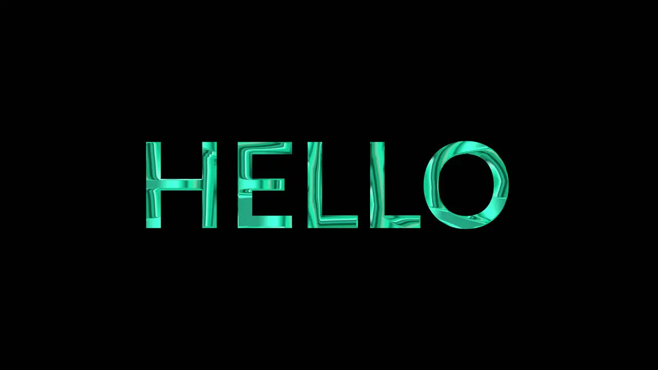 seamless loop HELLO text animation metallic green