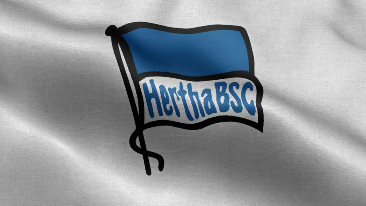 White 4k animated loop of a waving flag of the Bundesliga soccer team Herta BSC