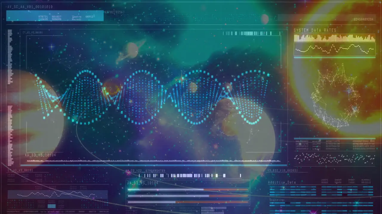 Science Composition Universe combined with animated DNA