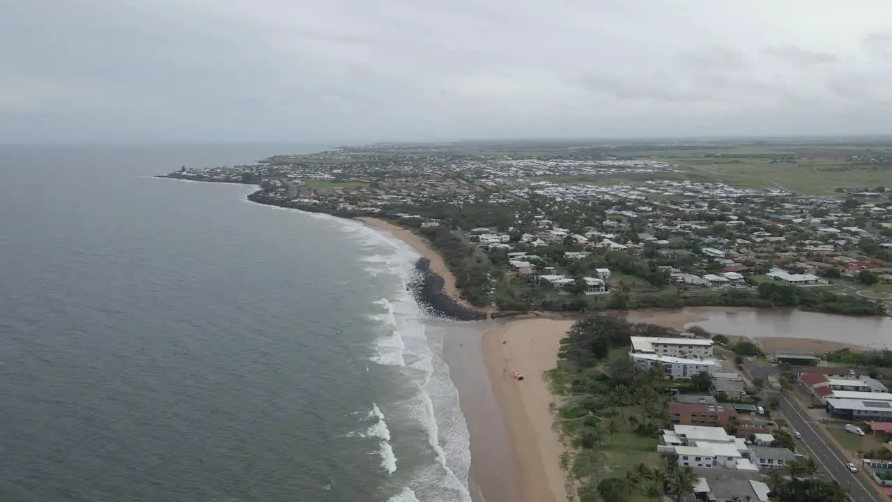 Coastal Neighborhood Of Bundaberg On A Cloudy Day In Queensland Australia aerial shot