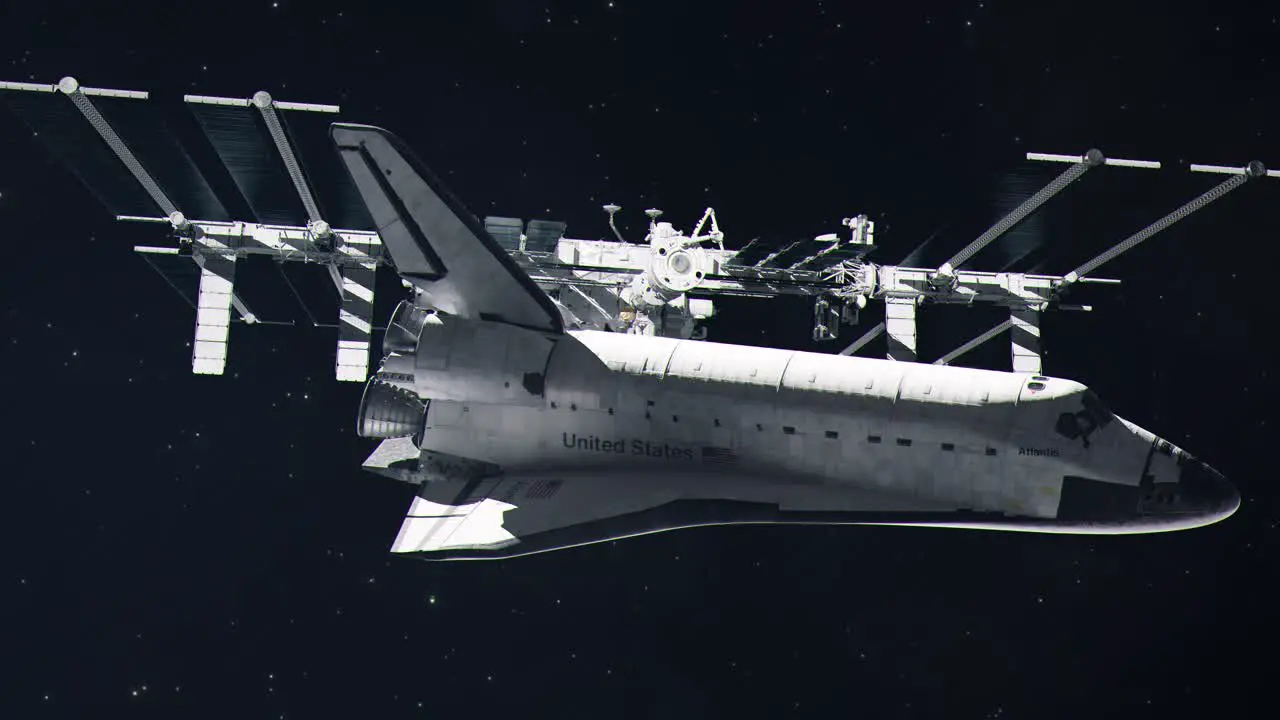 Space Shuttle Approaching the International Space Station for Docking