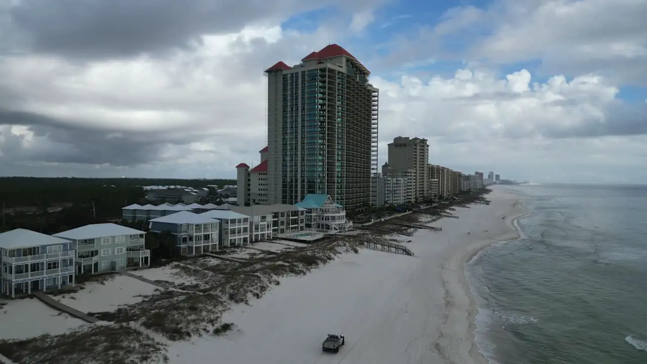 Aerial view of a high rise condo near Orange Beach Alabama