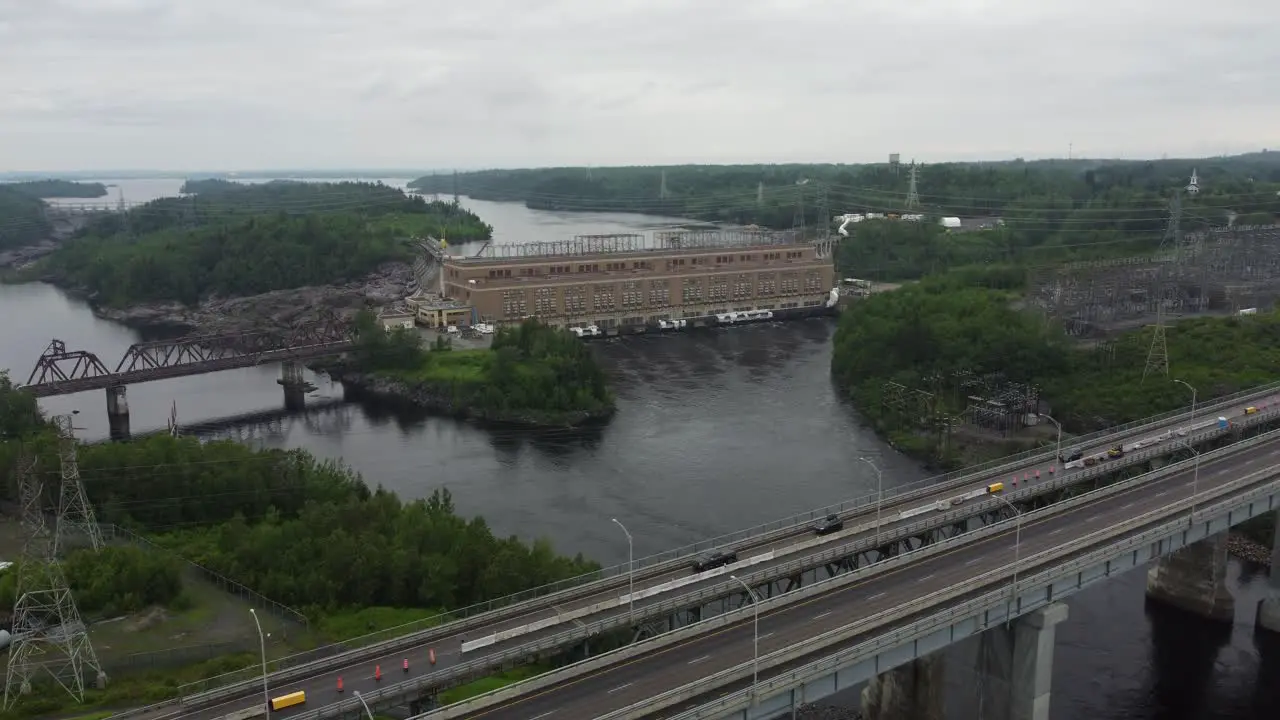 Dam with bridge cloudy summer