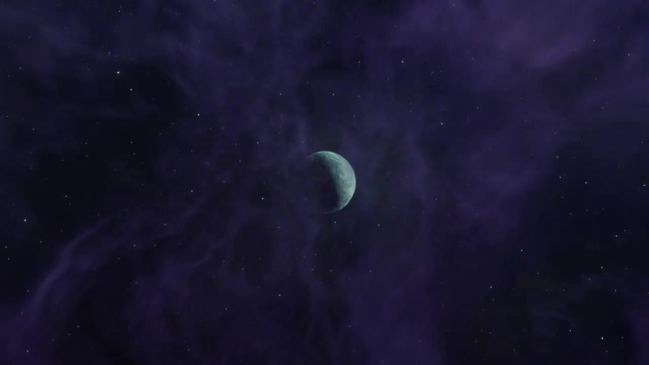 Flying Through a Glowing Purple Nebula to Arrive at an Alien World