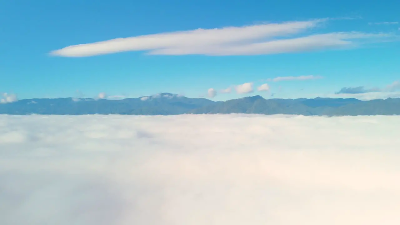 Carpet of Clouds Thick Cloud Layer with Mountain Background White Sea of Mist with Clear Blue Sky Cloud covered Mountain Valley with Mountain Range