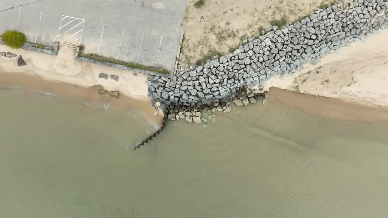 A shoreline at a local beach reinforced with large rocks