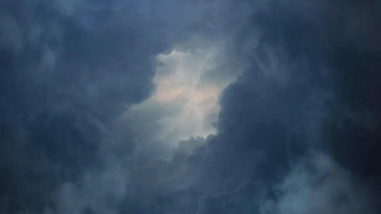 4K Massive thunderstorm moves with cumulus clouds