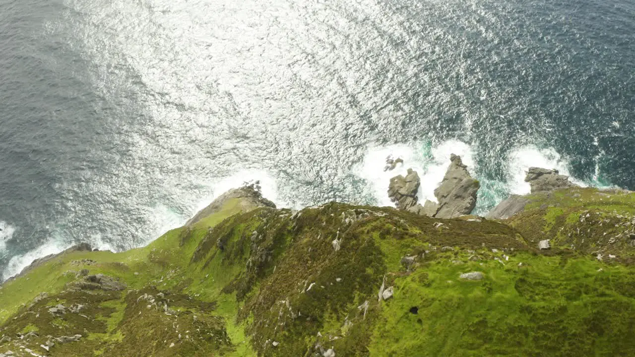 Dramatic drop from cliffs in Ireland revealing the north Atlantic ocean