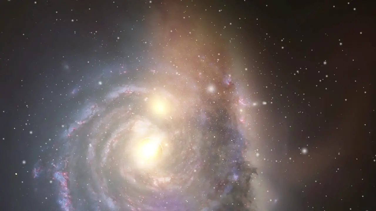 A moving milky way with nebula clouds around it the universe