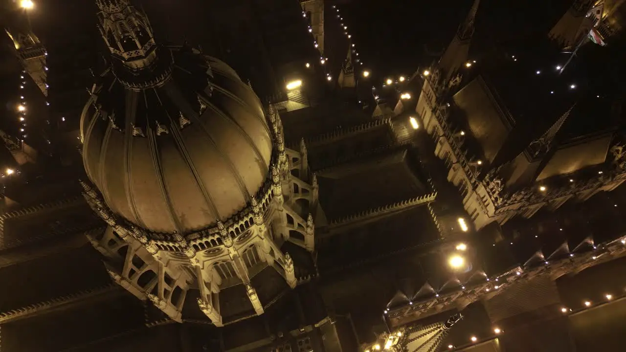 Hungarian Parliament Building Budapest Top Down Drone Shot