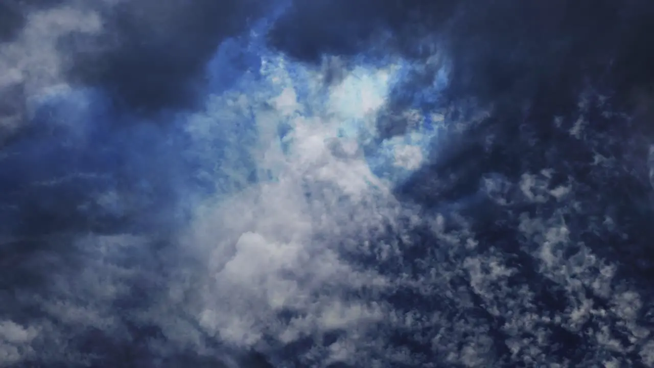 4k thunderstorm that occurs in blue sky with dark clouds