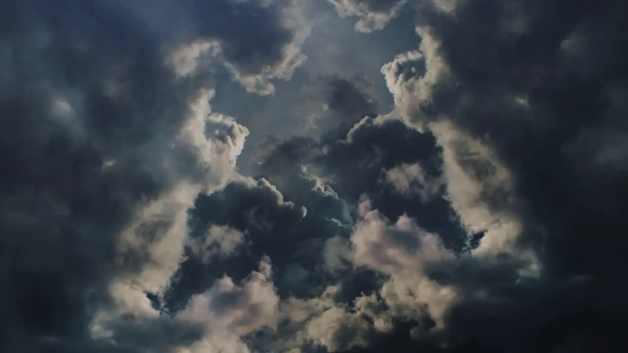 4K Time lapse of severe thunderstorm clouds at night