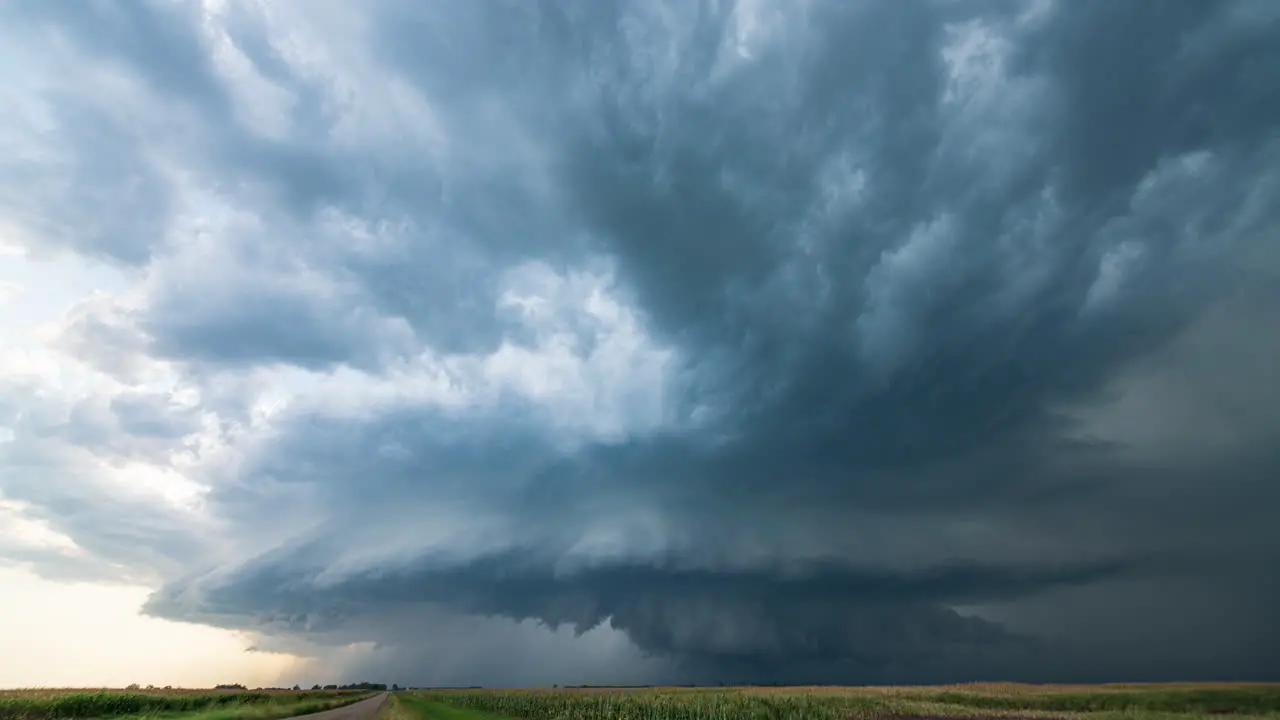 A beautiful supercell producing amazing structure and massive hail in rural South Dakota