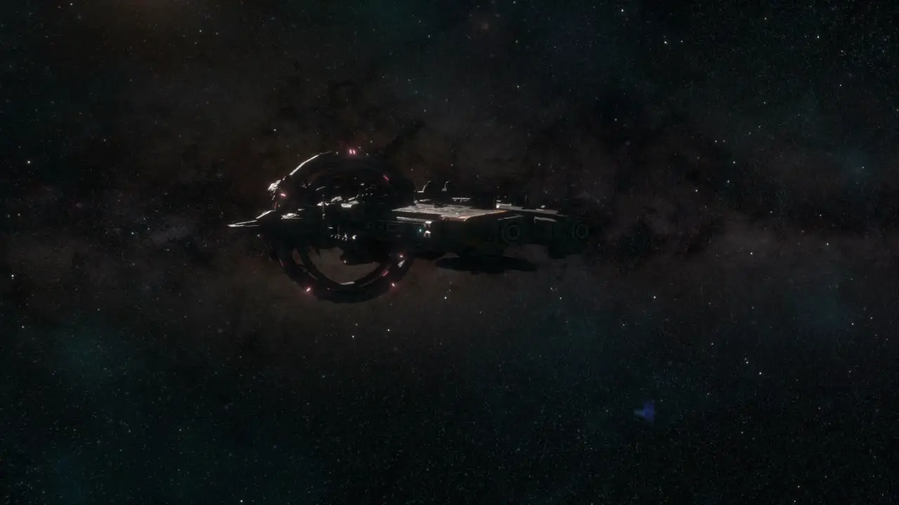 Establishing Shot of a Large Capital Ship in Deep Space