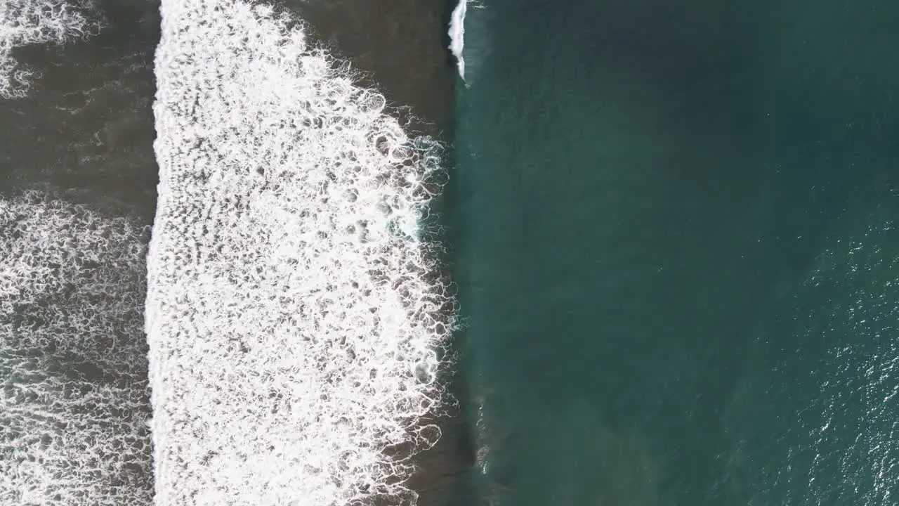 Aerial View of Ocean waves going into shore on Dominical Beach in Costa Rica Static Top Down