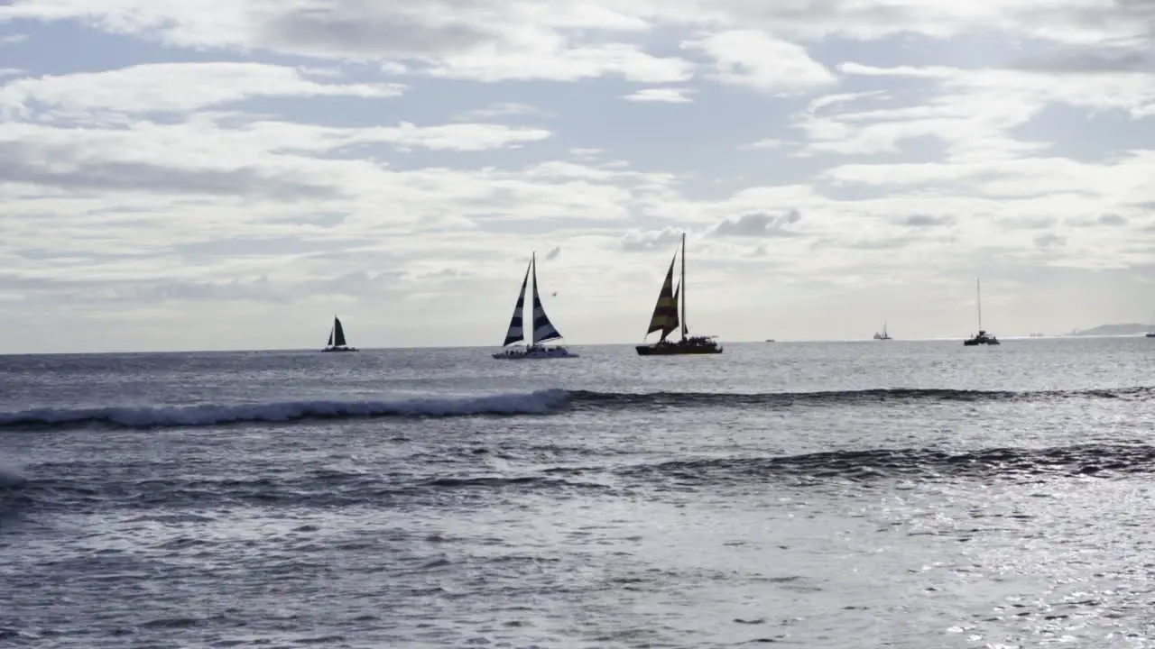 Waves and Boats on the Waikiki Sea