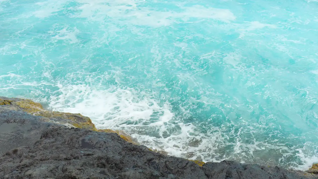 Soothing Slow Motion Waves on Tenerife Coastline Blue Ocean in Spain