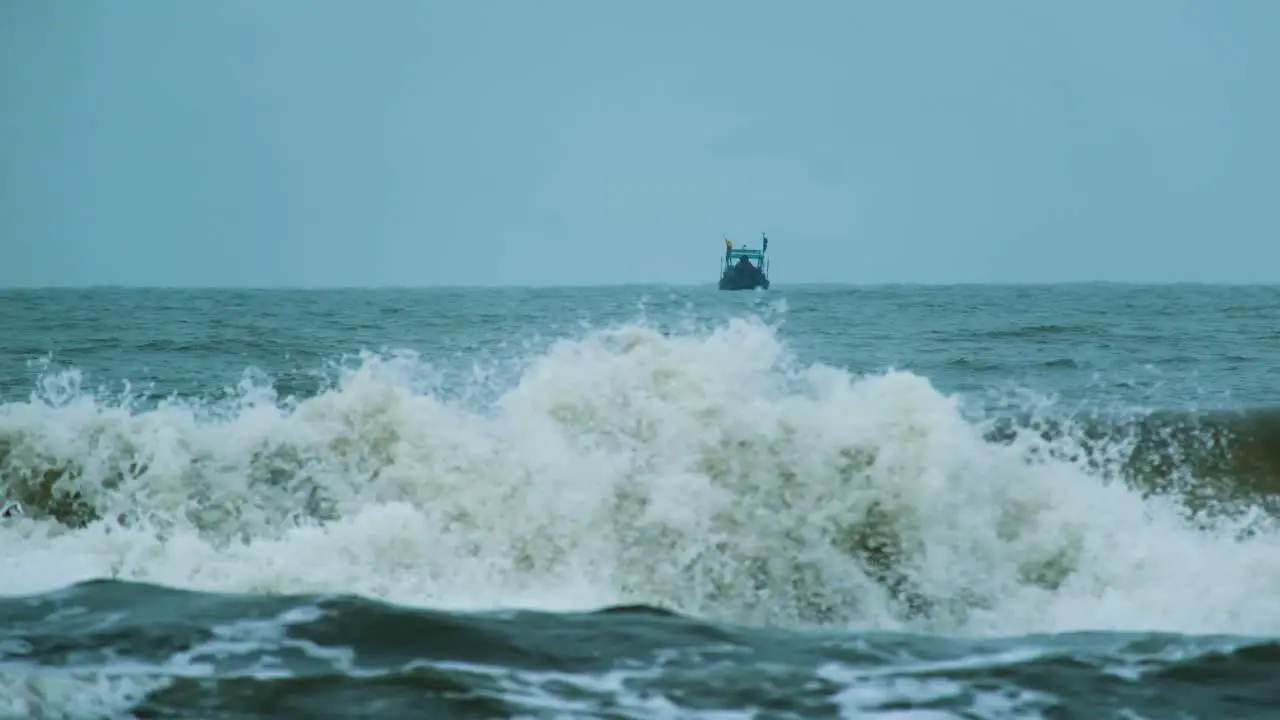 Fishing Trawler Boat in Stormy Weather Bay of Bengal Indian Ocean