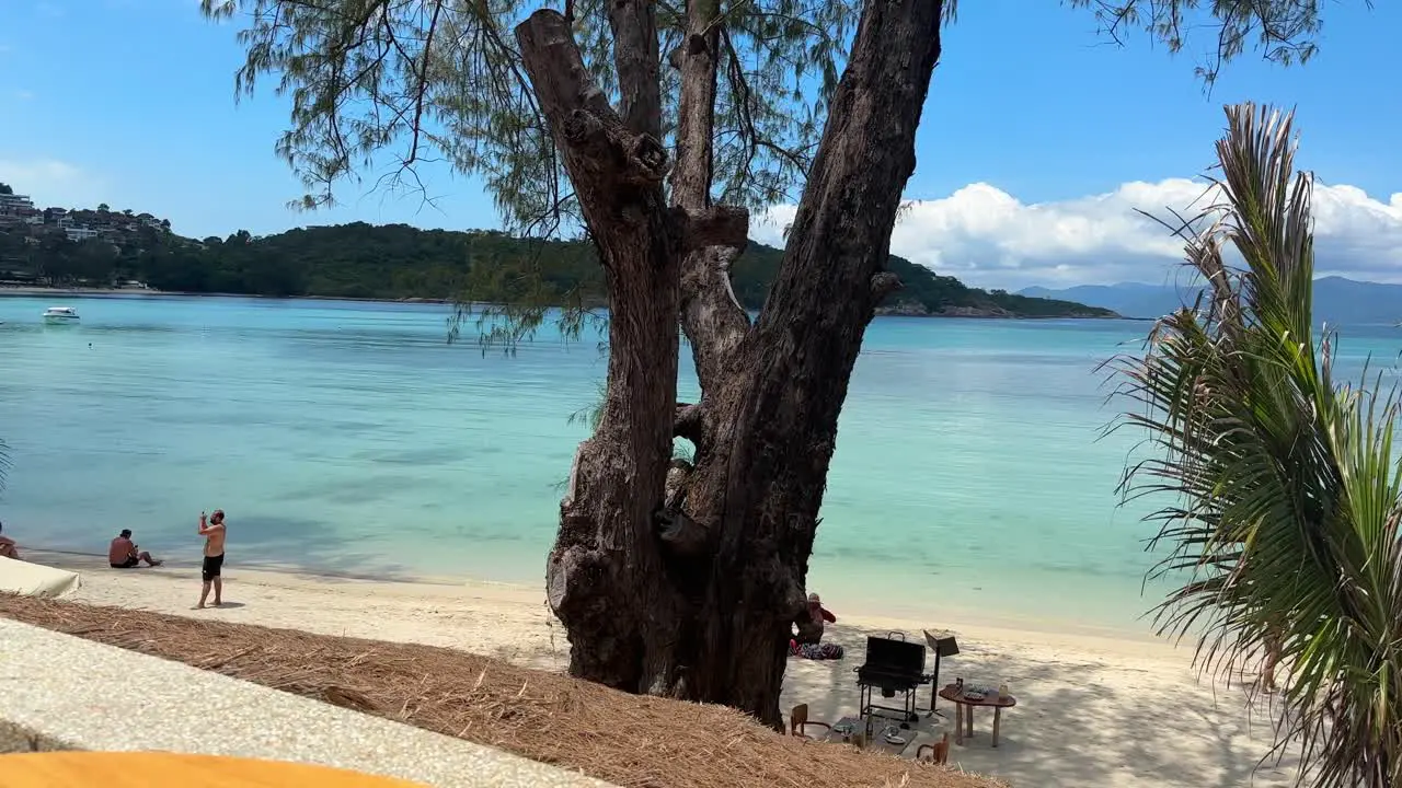 Beautiful Shot of White Sand Beach and Turquoise Water on Choengmon Beach in Koh Samui Thailand