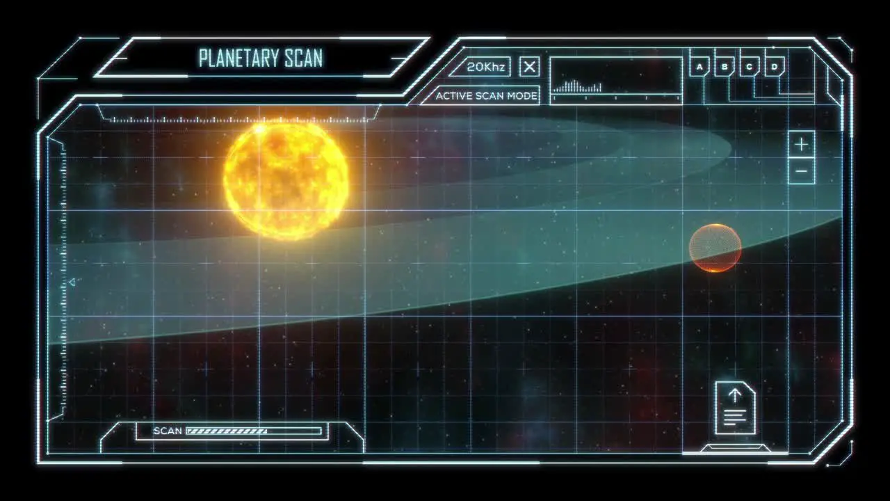 Holographic Digital Display Showing a Planet Orbiting Around a Star