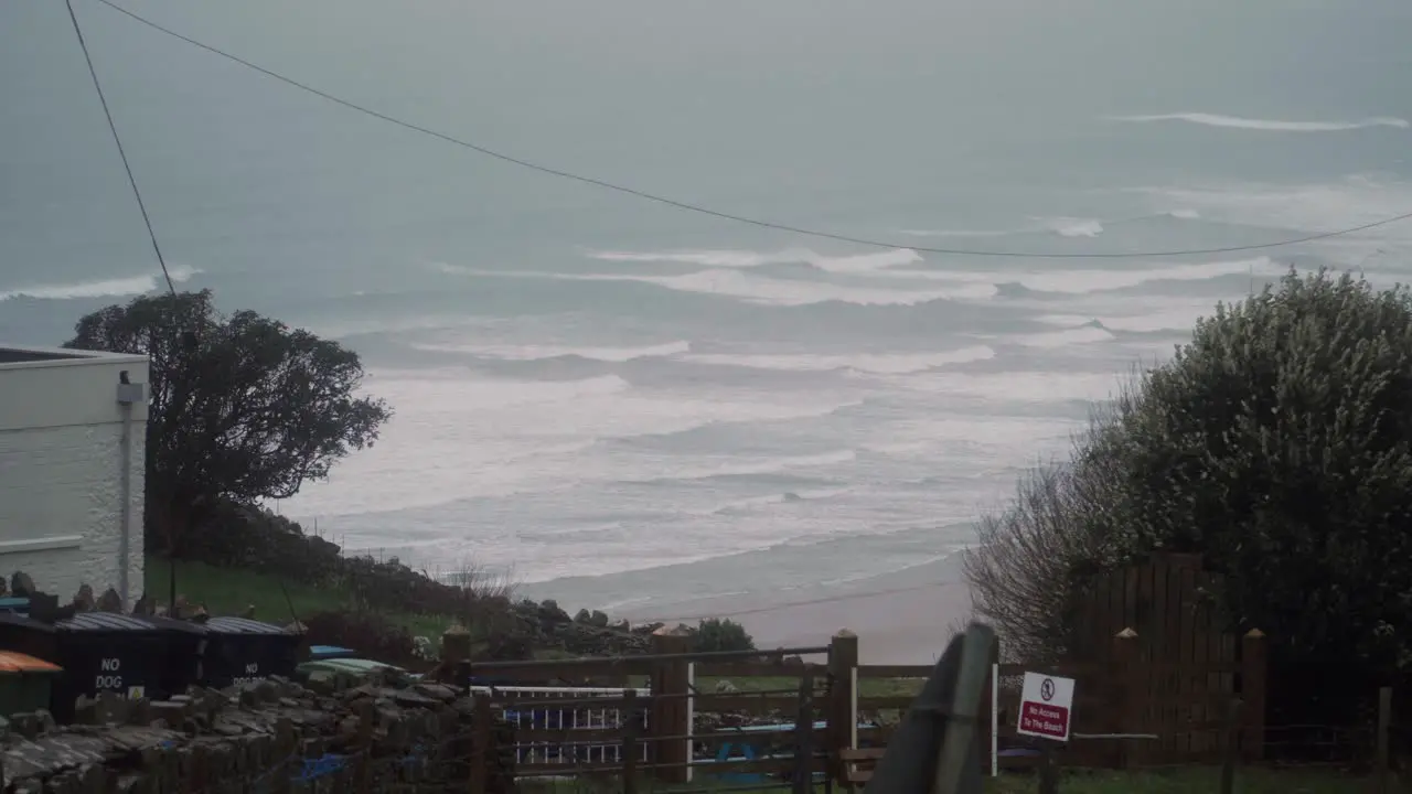 Winter wavy beach in Wales Rhossili