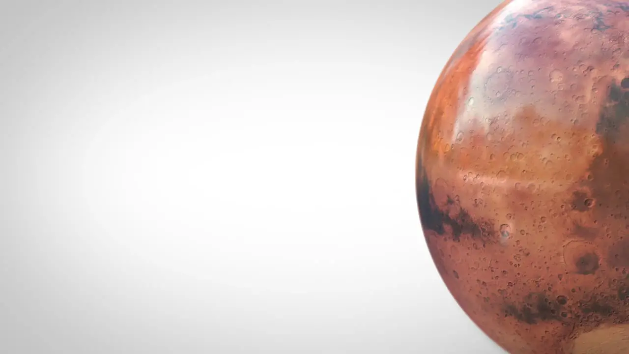 The Red Planet of Mars Represented as a Glossy Marble – Seamlessly Looped Over One Full Rotation Right