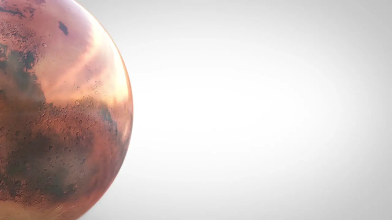 The Red Planet of Mars Represented as a Glossy Marble – Seamlessly Looped Over One Full Rotation Left