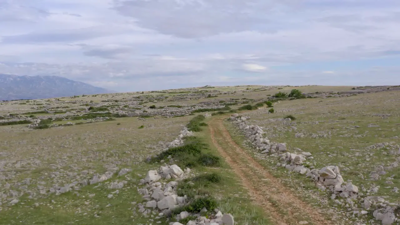 Aerial view of the Moon Plateau trail on Krk island