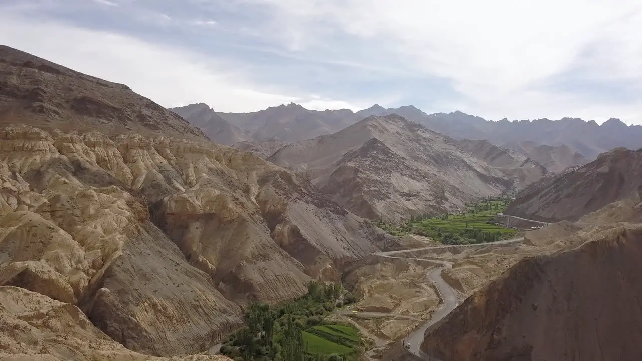 Beautiful Mountain Ranges Valley And Winding Road At Lamayuru Moonland In Leh District Of Ladakh India