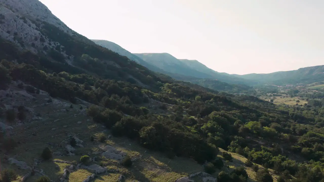 Aerial view of the mountains of the Moon Plateau in Krk